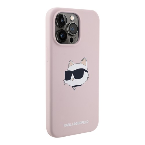 Karl Lagerfeld для iPhone 15 Pro чехол Liquid Silicone NFT Choupette Head Hard Pink (MagSafe)