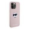 Karl Lagerfeld для iPhone 15 Pro чехол Liquid Silicone NFT Choupette Head Hard Pink (MagSafe)