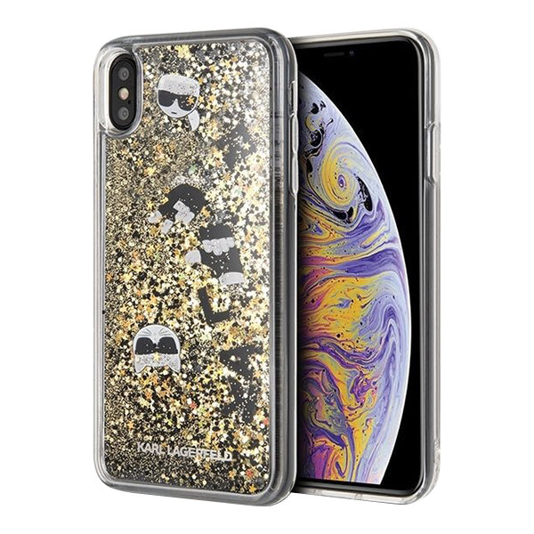 Чехол Karl Lagerfeld Liquid Glitter Floatting Charms для iPhone XS Max, золотой