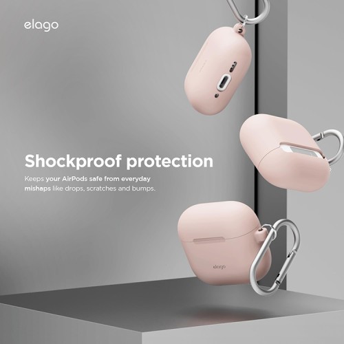 Elago для AirPods 4 чехол Silicone Hang case Sand Pink