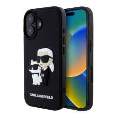 Karl Lagerfeld для iPhone 16 Plus чехол 3D Rubber NFT Karl &amp; Choupette Hard Black