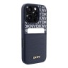 DKNY для iPhone 16 Pro Max чехол PU Repeat texture with Cardslot Metal logo Hard Blue
