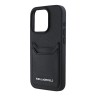 Karl Lagerfeld для iPhone 15 Pro Max чехол Cardslot PU Grained leather Metal Long logo Hard Black