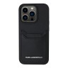 Karl Lagerfeld для iPhone 15 Pro Max чехол Cardslot PU Grained leather Metal Long logo Hard Black