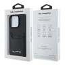 Karl Lagerfeld для iPhone 15 Pro Max чехол Cardslot PU Grained leather Metal Long logo Hard Black