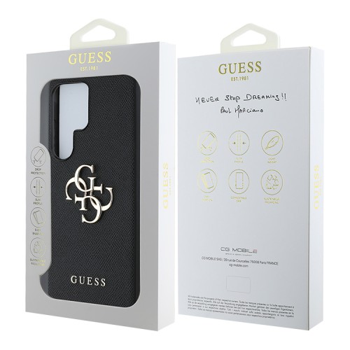 Guess для Galaxy S25 Ultra чехол PU Grained leather 4G Big metal logo Hard Black