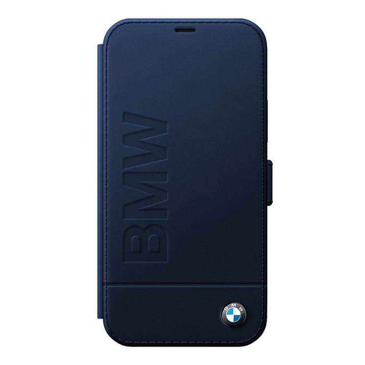 BMW Signature Logo imprint Booktype для 12 Pro Max, синий BMFLBKP12LSLLNA