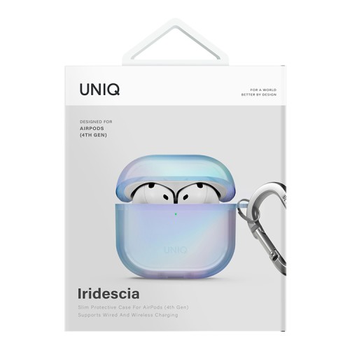 Uniq для Airpods 4 чехол Iridescia (holographic) Eclipse Blue