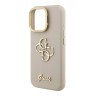 Guess для iPhone 16 Pro Max чехол PU Grained leather 4G Big metal logo and Camera Stand Hard Beige