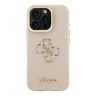 Guess для iPhone 16 Pro Max чехол PU Grained leather 4G Big metal logo and Camera Stand Hard Beige
