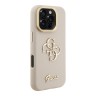 Guess для iPhone 16 Pro Max чехол PU Grained leather 4G Big metal logo and Camera Stand Hard Beige