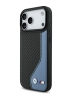 BMW для iPhone 17 Pro Max чехол M-series PU Carbon/Smooth Metal logo Hard Black/Blue (MagSafe)