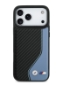 BMW для iPhone 17 Pro Max чехол M-series PU Carbon/Smooth Metal logo Hard Black/Blue (MagSafe)