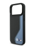 BMW для iPhone 17 Pro Max чехол M-series PU Carbon/Smooth Metal logo Hard Black/Blue (MagSafe)