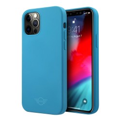Чехол MINI Liquid Silicone Laser logo для iPhone 12 Pro Max, голубой
