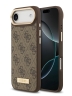 Guess для iPhone Air чехол PU 4G Plate metal logo and Gold camera Hard Brown (MagSafe)