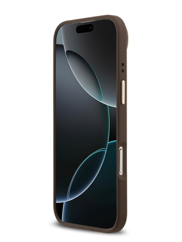 Guess для iPhone Air чехол PU 4G Plate metal logo and Gold camera Hard Brown (MagSafe)