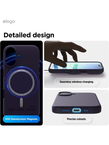 Elago для iPhone 17 чехол Magnetic Silicone Deep Purple (MagSafe)