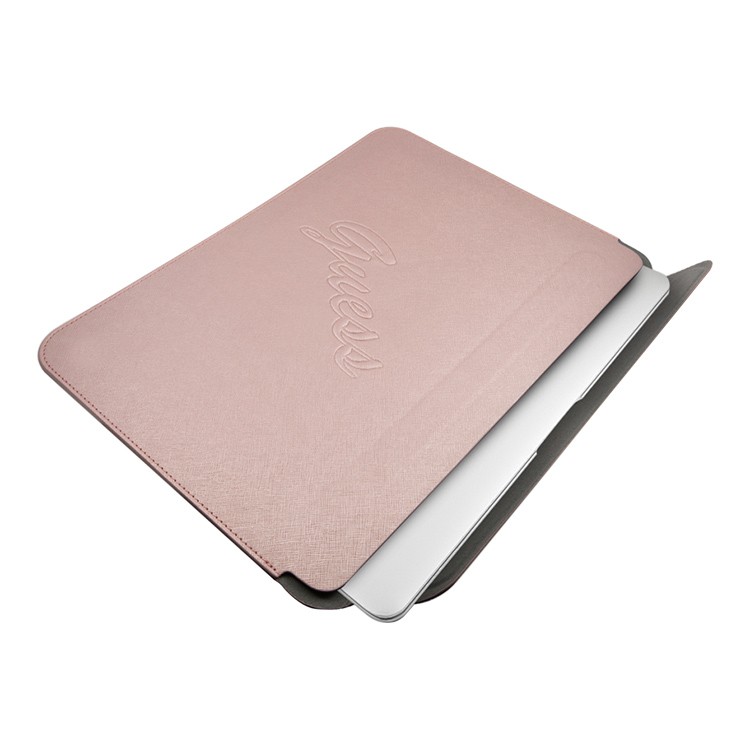 Чехол Guess Sleeve Saffiano Script logo для ноутбука до 13 дюймов, розовый.
