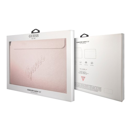 Чехол Guess Sleeve Saffiano Script logo для ноутбука до 13 дюймов, розовый