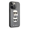 Чехол Karl Lagerfeld PU Saffiano Karl and Choupette Hard для iPhone 13 Pro, серебристый