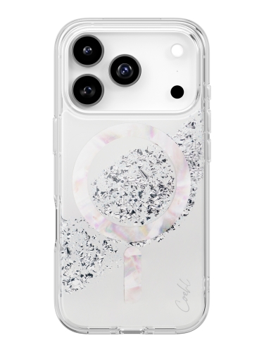 Uniq для iPhone 17 Pro чехол COEHL Resin Crystelle Sparkling Silver (MagSafe)