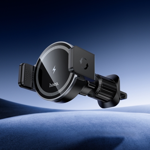 HOCO автодержатель с беспроводным ЗУ HW35 Power electric Magnetic wireless car holder (Air) Black