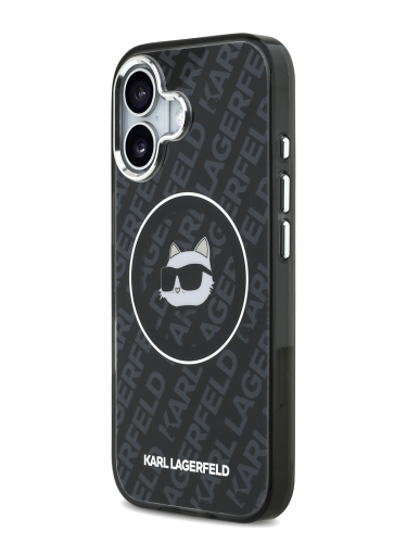 Karl Lagerfeld для iPhone 17 чехол IML NFT Choupette Head on logo Metal Cam Hard Black (MagSafe)