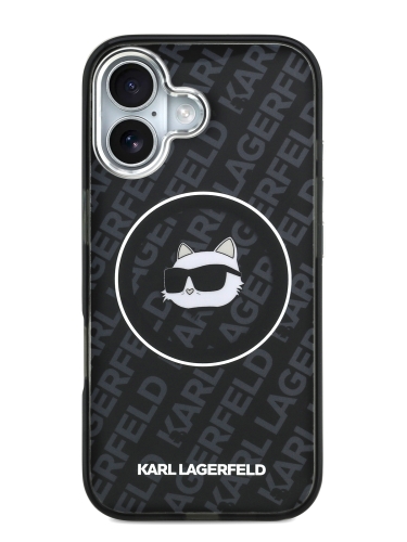 Karl Lagerfeld для iPhone 17 чехол IML NFT Choupette Head on logo Metal Cam Hard Black (MagSafe)