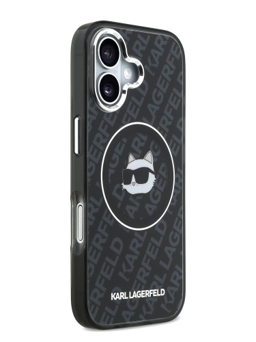 Karl Lagerfeld для iPhone 17 чехол IML NFT Choupette Head on logo Metal Cam Hard Black (MagSafe)