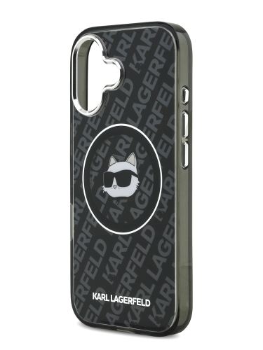 Karl Lagerfeld для iPhone 17 чехол IML NFT Choupette Head on logo Metal Cam Hard Black (MagSafe)