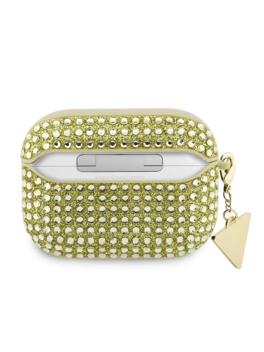 Guess для Airpods Pro 3 чехол Diamond Rhinestone with Triangle charm Gold