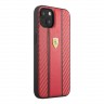 Ferrari чехол PU кожа Carbon/Smooth with metal logo для iPhone 13, красный