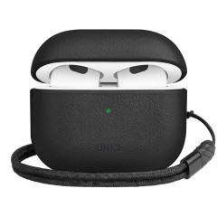 Чехол Uniq Terra Genuine Leather with wrist strap для AirPods 3 (2021), черный