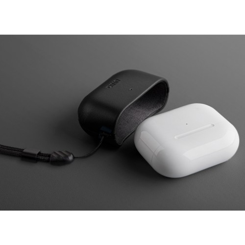 Чехол Uniq Terra Genuine Leather with wrist strap для AirPods 3 (2021), черный