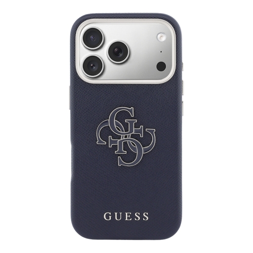 Guess для iPhone 17 Pro Max чехол Saffiano Full Wrapped 4G Big Resin logo Metal Cam Hard Blue
