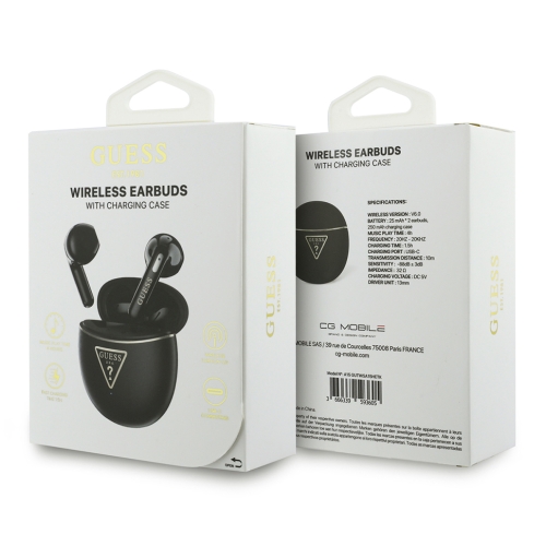 Guess Наушники TWS Bluetooth Round with Printed Triangle logo Black