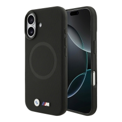 BMW для iPhone 17 чехол M-series PU Full Wrapped Metal logo & Cam Hard Black (MagSafe)