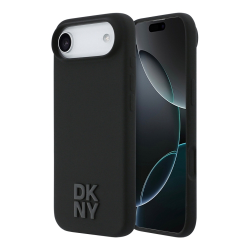 DKNY для iPhone Air чехол Liquid Silicone Stack Metal logo Hard Black (MagSafe)