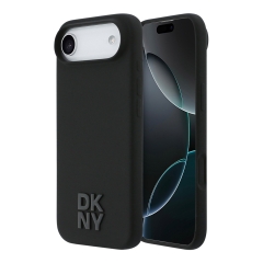 DKNY для iPhone Air чехол Liquid Silicone Stack Metal logo Hard Black (MagSafe)