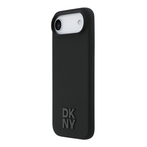 DKNY для iPhone Air чехол Liquid Silicone Stack Metal logo Hard Black (MagSafe)