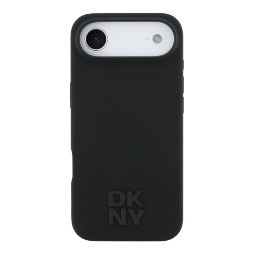 DKNY для iPhone Air чехол Liquid Silicone Stack Metal logo Hard Black (MagSafe)