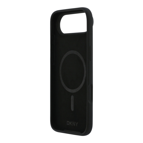 DKNY для iPhone Air чехол Liquid Silicone Stack Metal logo Hard Black (MagSafe)