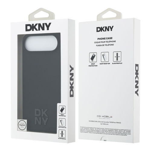 DKNY для iPhone Air чехол Liquid Silicone Stack Metal logo Hard Black (MagSafe)