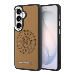 Karl Lagerfeld для Galaxy S26 чехол PU Perforated Round logo Metal camera Hard Brown (MagSafe)
