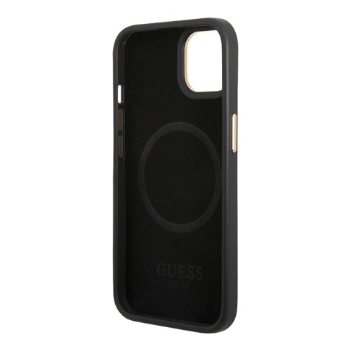 Чехол Guess PU 4G Plate metal logo Hard для iPhone 13, серый (Magsafe)