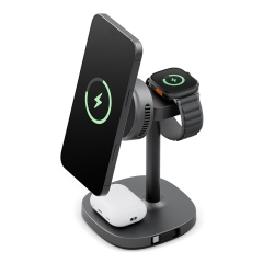 Energea Беспроводное СЗУ MagArctic Stand 4in1 Thermo Cool Qi2 iP+AW+TWS+USB-C cable Gun