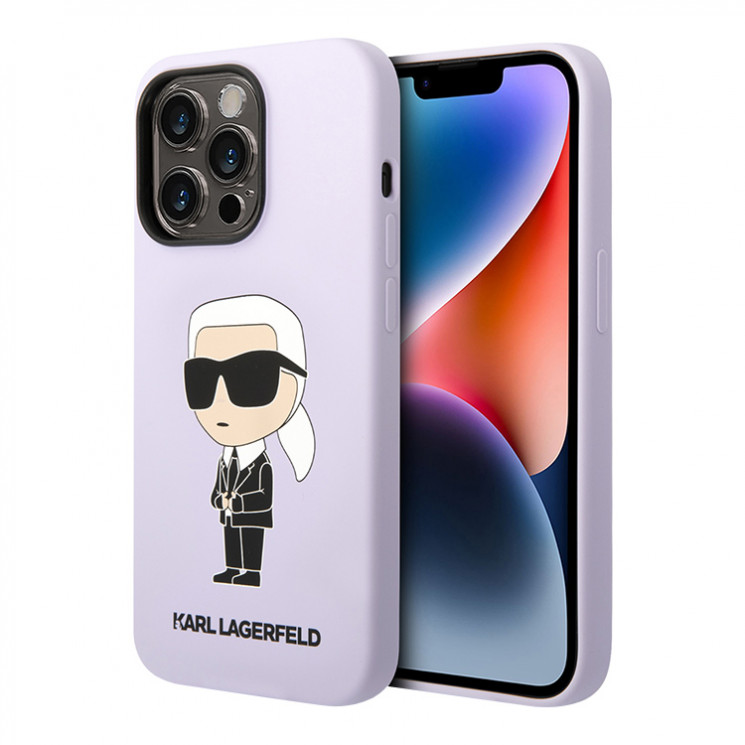 Чехол Lagerfeld Liquid silicone NFT Karl Ikonik Hard для iPhone 14 Pro Max, фиолетовый