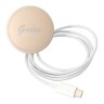 Комплект Guess Bundle чехол 4G MagSafe для iPhone 14 Plus + зарядное Magsafe wireless charger, коричневый/золотой