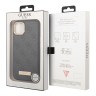 Чехол Guess PU 4G Plate metal logo Hard для iPhone 14 Plus, серый (Magsafe)